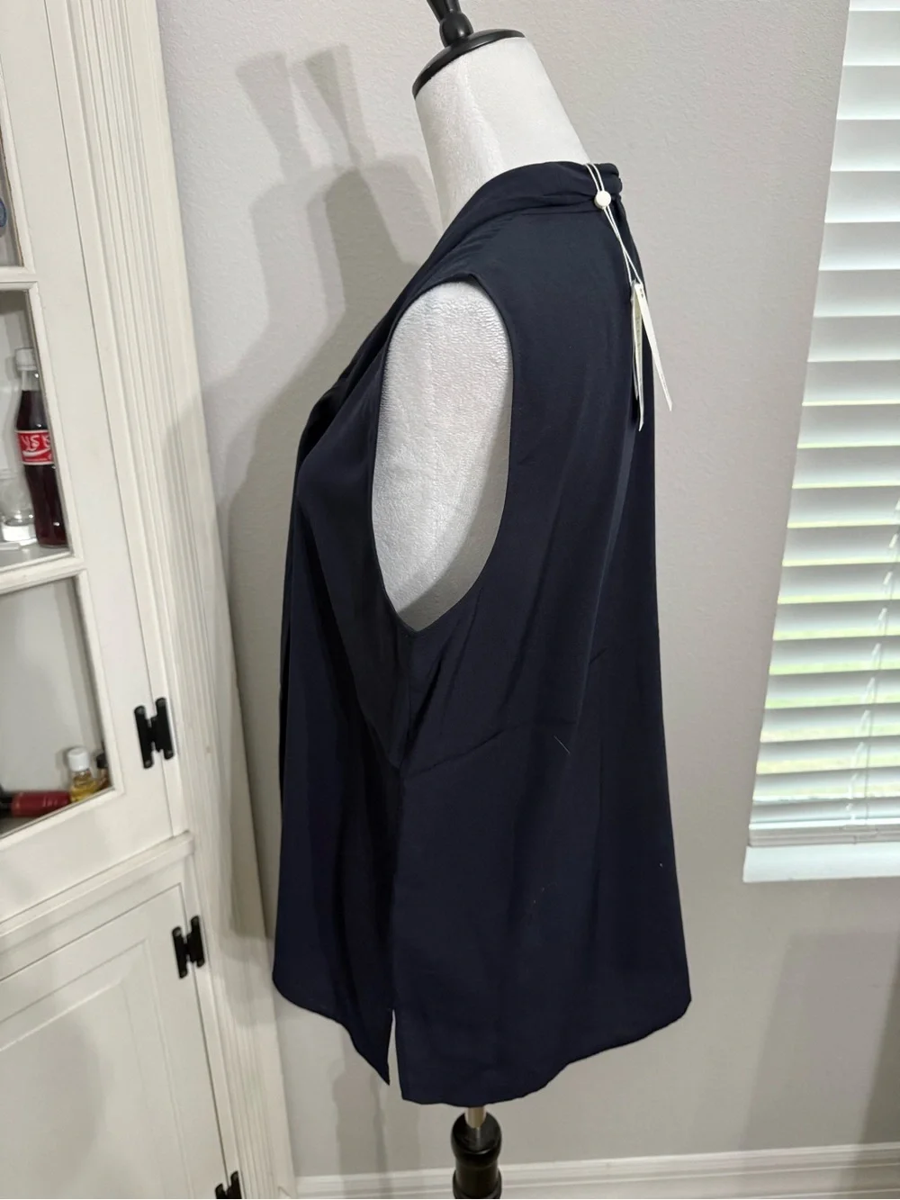 Tory Burch Dark Navy Sleeveless Scarf-Neck Camisole